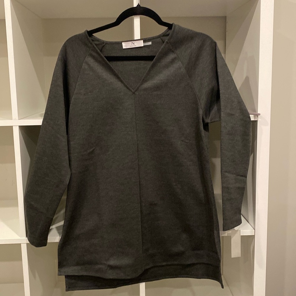 New, no tags: Natori charcoal v-neck sweatshirt, size S